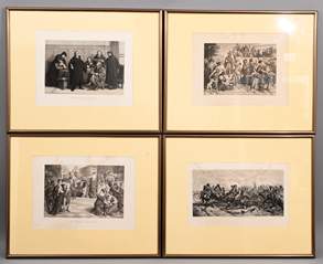 <b>Vier Stiche Historienszenen, unterschiedliche Künstler.</b>
