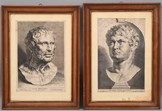 <b>Zwei Blatt römische Büsten: Seneca, Nero Augustus</b>