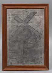 <b>Beidseitig gravierte Zinnplatte mit Passionsszenen, dat. 1711</b>