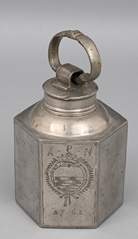 <b>Kleine Schraubflasche mit graviertem Stadtwappen, datiert 