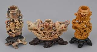 <b>Drei chinesische Speckstein-Schnitzereien</b>