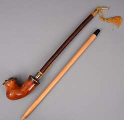 <b>Große antike Meerschaumpfeife mit Metallmontierung</b>