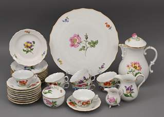 <b>Kaffeeservice Bunte Blumenmalerei, Meissen</b>