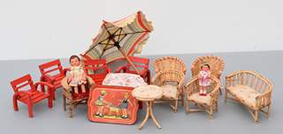 <b>Konvolut (Sitz-)Möbel für die Puppenstube</b>