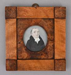 <b>Biedermeier-Porträtminiatur im Holzrähmchen </b>