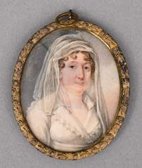 <b>Porträtminiatur einer Dame mit weißem Schleier</b>