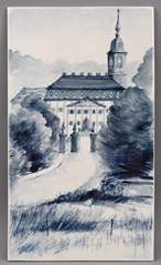 <b>Künstlerische Bildplatte mit Ansicht Schloss Diesbar-Seußlitz </b>
