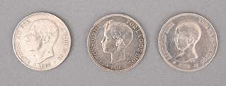 <b>Drei Silbermünzen Spanien</b>