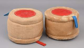<b>Paar Kleinkinder-Polsterhocker Rupfen</b>