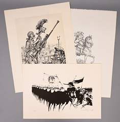 <b>Drei karikatureske grafische Arbeiten</b>