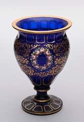 <b>Ziervase/ Glaspokal kobaltblaues Glas</b>