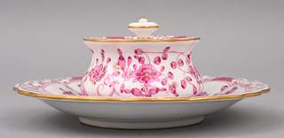 <b>Tintenfass mit Unterschale Indische Malerei, Meissen </b>
