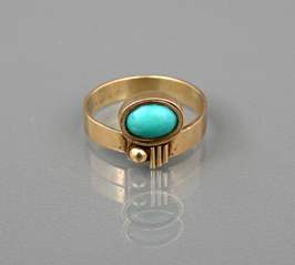 <b>Moderner Damenring mit Türkis</b>