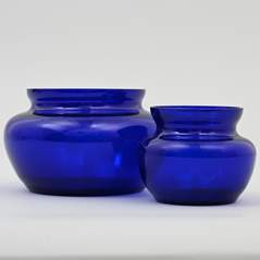 <b>Schale und Vase blaues Glas</b>