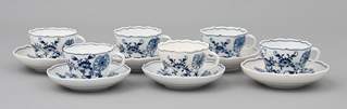 <b>Sechs Kaffeetassen mit Untertassen Meissen </b>