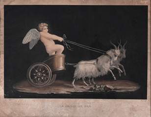 <b>Rahmen mit Kupferstich Amor im Streitwagen</b>
