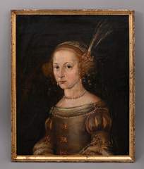 <b>Bildnis einer jungen Dame mit Federschmuck</b>