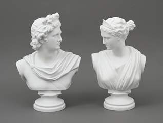 <b>Paar Büsten: Apoll von Belvedere, Diana</b>