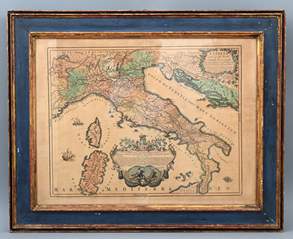 <b>Karte von Italien mit Postrouten</b>