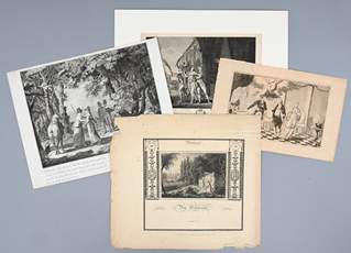 <b>Vier Kupferstiche Historiendarstellungen bzw. Allegorien</b>