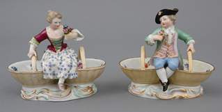 <b>Paar Figuren-Gewürzschalen, Meissen</b>