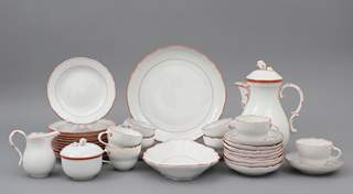 <b>Kaffeeservice Meissen, korallenrot</b>