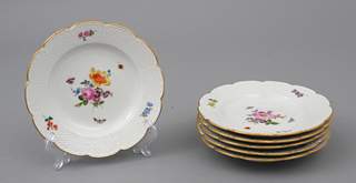 <b>Sechs Obst-oder Dessertteller, Meissen</b>