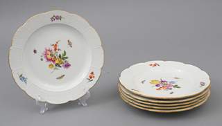 <b>Satz von sechs Abendbrottellern, Meissen</b>