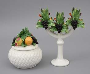 <b>Set aus Tafelleuchter und Deckeldose, Italien</b>