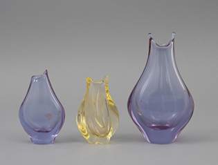 <b>Drei Studioglas-Vasen Czechoslowakei, Midcentury</b>