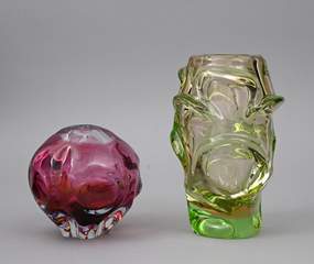 <b>Zwei Midcentury Studioglas-Vasen Czechoslowakei</b>