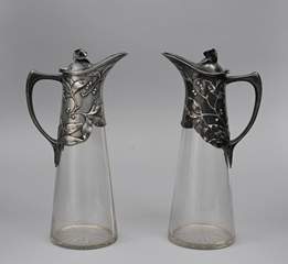 <b>Paar Karaffen mit Jugendstil-Montierung</b>