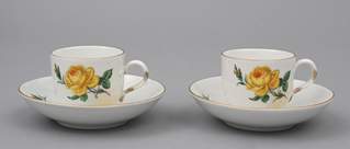 <b>Set von zwei Mokkatassen mit Untertassen, Meissen</b>