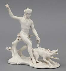 <b>Porzellanfigur Piquer mit Hunden, Nymphenburg</b>