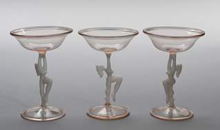 <b>Drei Art déco-Likörgläser, Lauscha </b>
